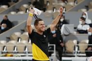 Diego Schwartzman celebrating his win over Dominic Thiem